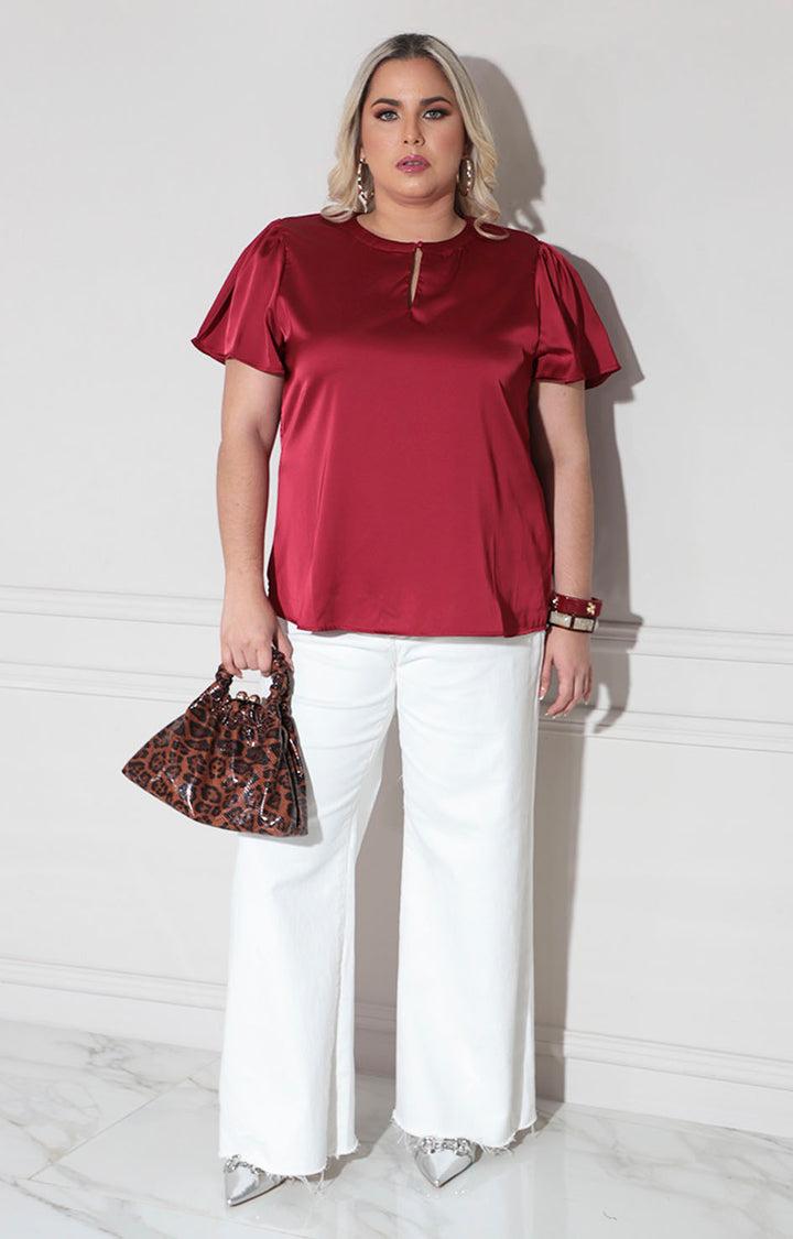 Blusa vino satinada