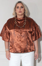 Blusa café con botones - BLUSA XL Boutiquemirel 