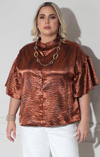 Blusa café con botones - BLUSA XL Boutiquemirel 