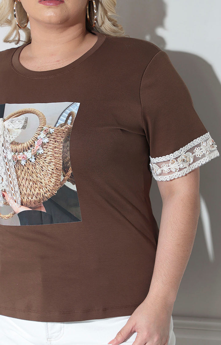 Blusa café estampada