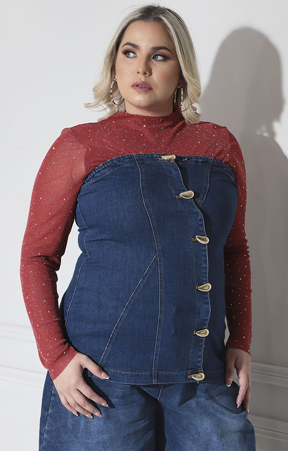 Blusa strapless denim