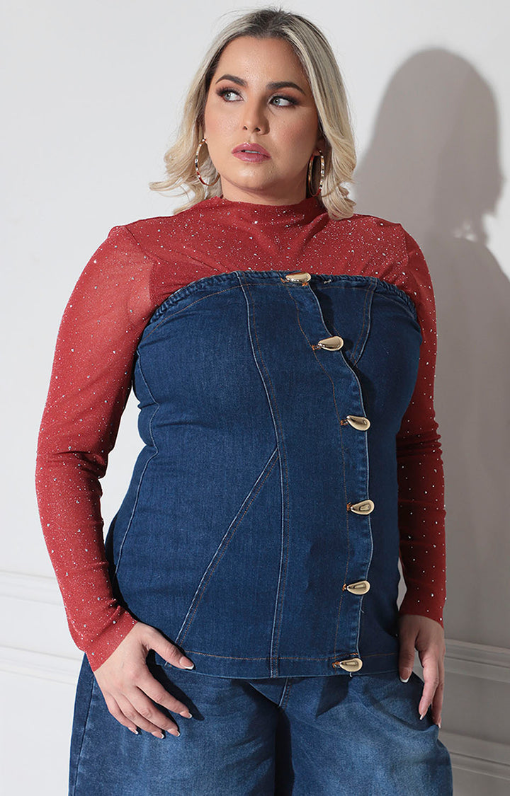 Blusa strapless denim