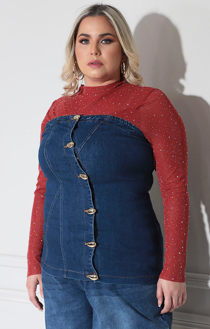 Blusa strapless denim