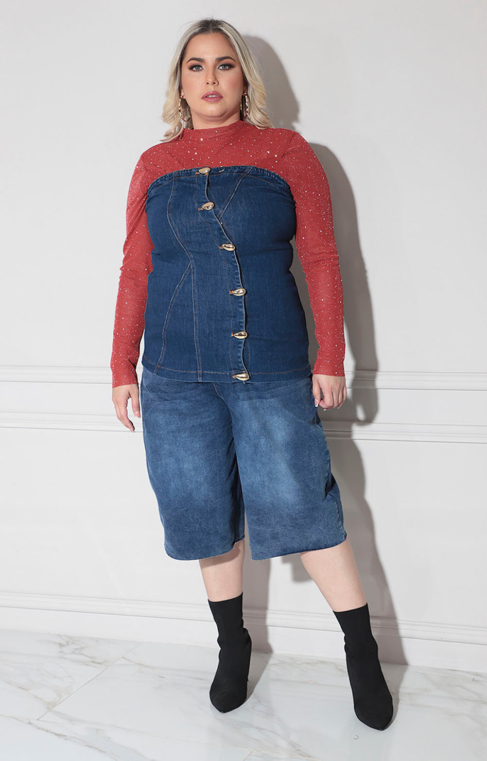 Blusa strapless denim