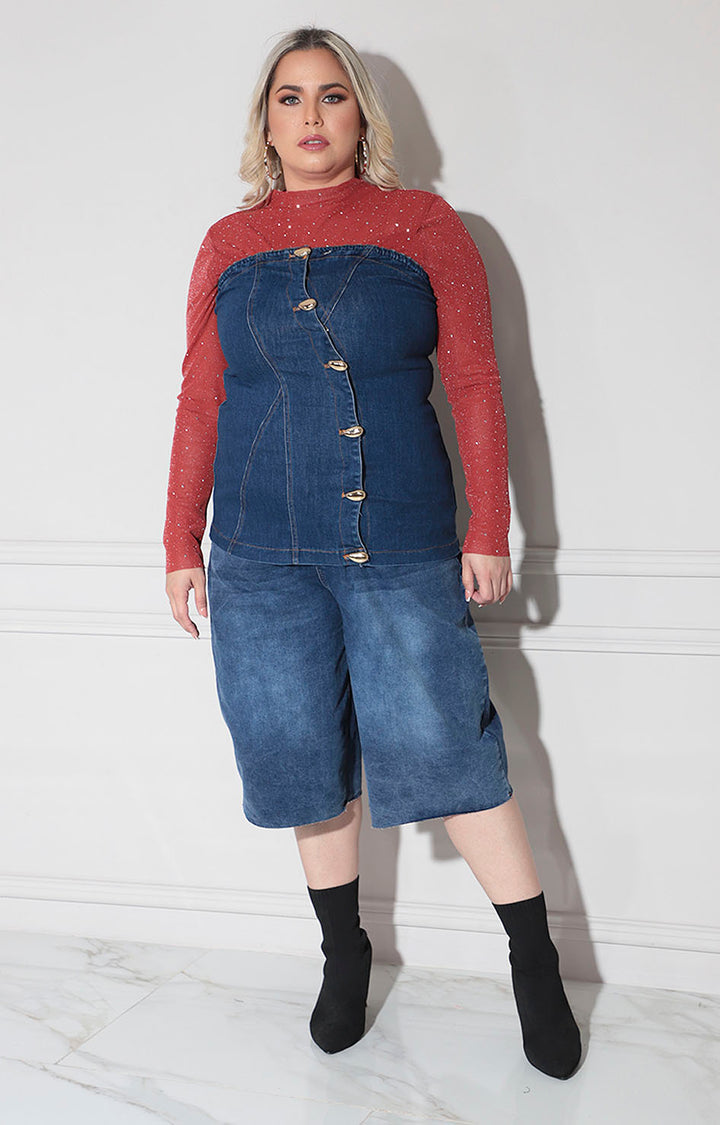 Blusa strapless denim