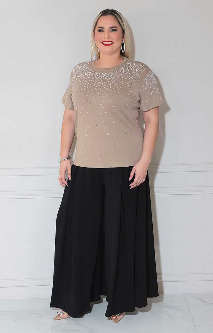 Blusa beige con brillos