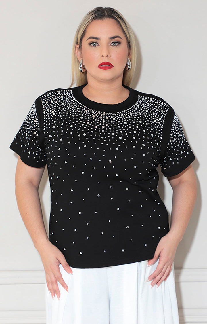 Blusa negra con brillos