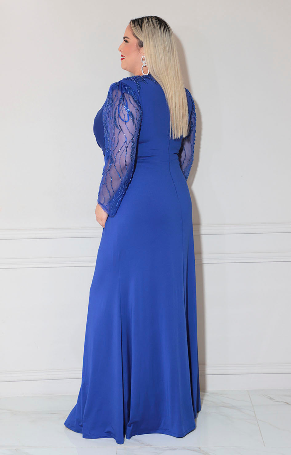 Vestido azul rey de gala