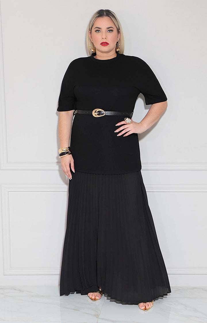 Vestido negro con cinturón