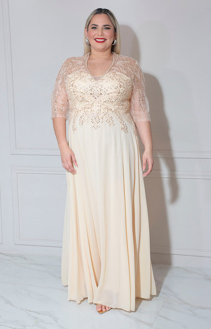 Vestido champagne de gala