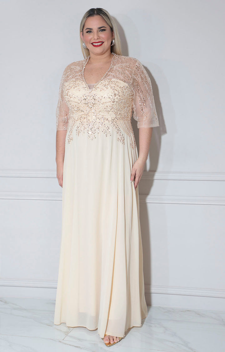 Vestido champagne de gala