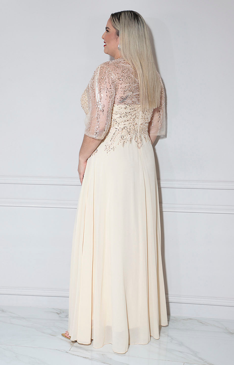 Vestido champagne de gala