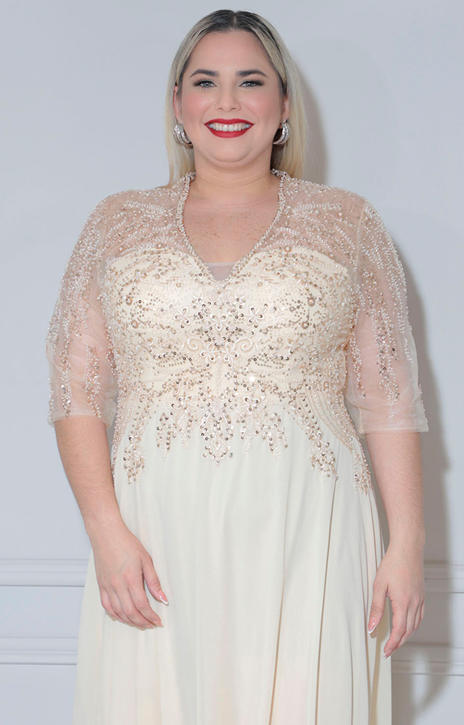 Vestido champagne de gala