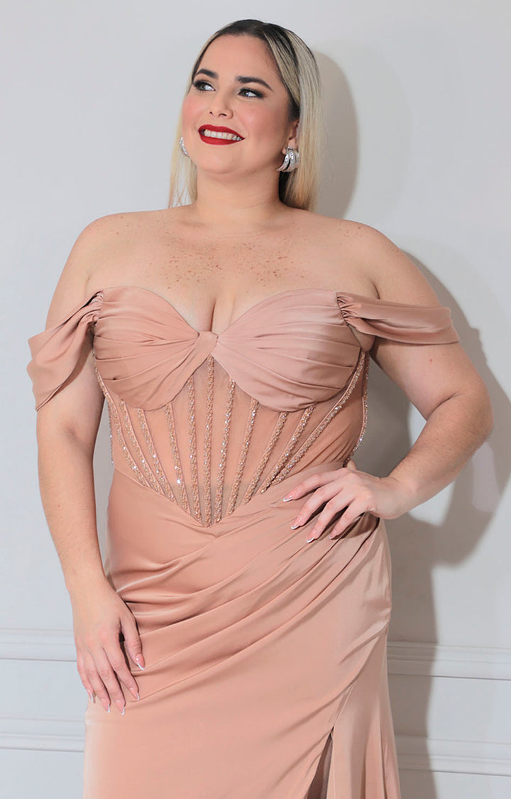 Vestido formal beige