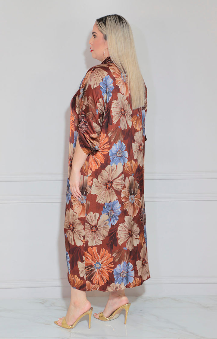 Vestido café estampado