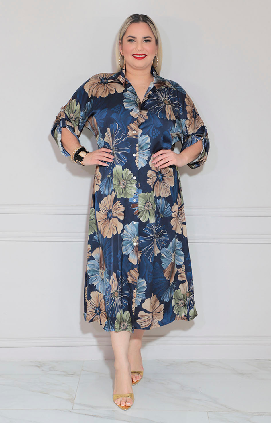 Vestido azul estampado