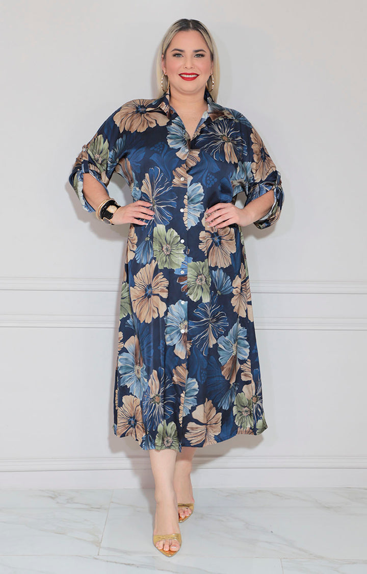 Vestido azul estampado