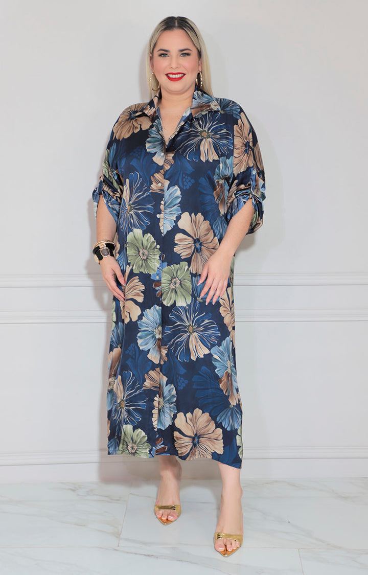 Vestido azul estampado