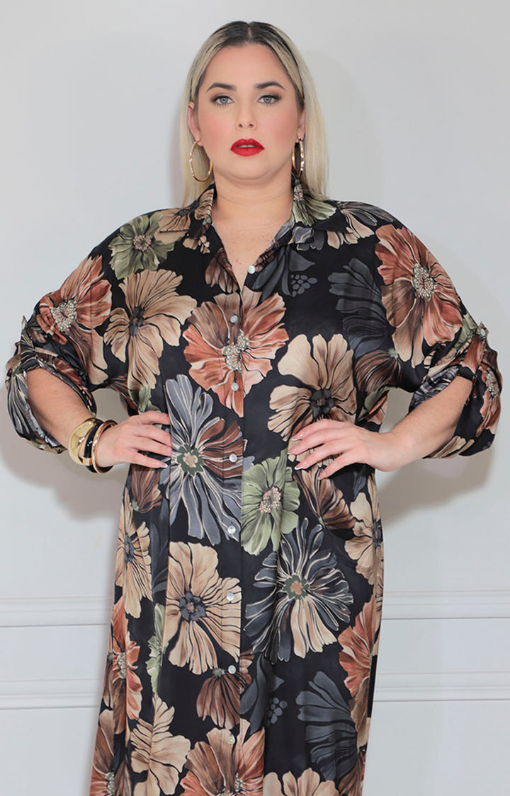 Vestido negro estampado