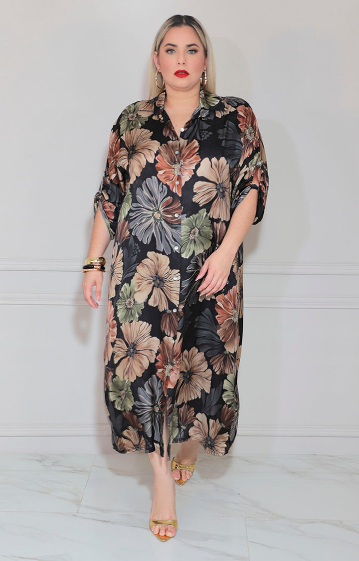 Vestido negro estampado