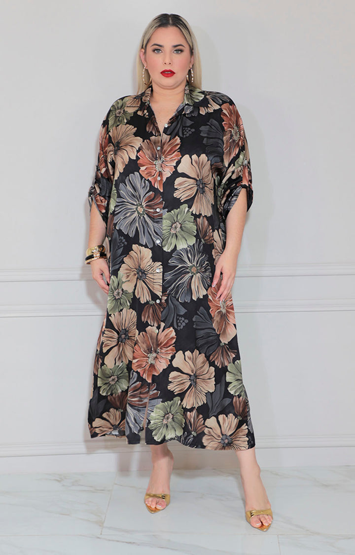 Vestido negro estampado