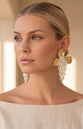 Arete maxi flor con perlas