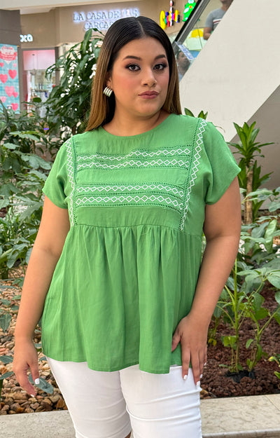 Blusa verde bordada - Boutiquemirel