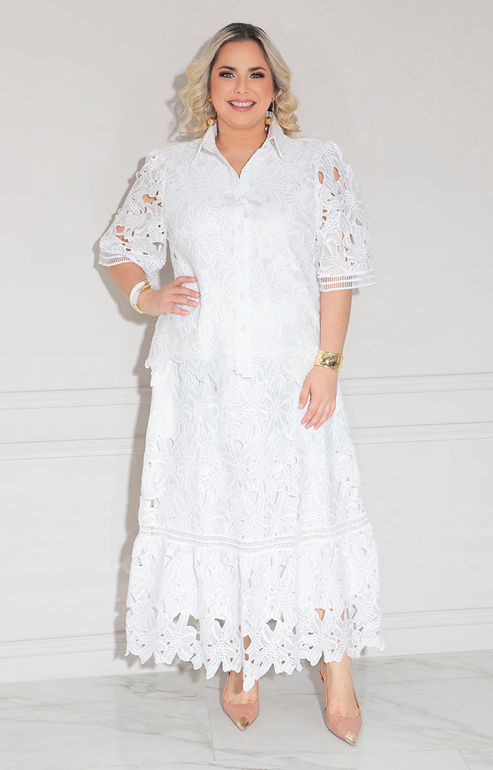 Conjunto blanco de guipiur