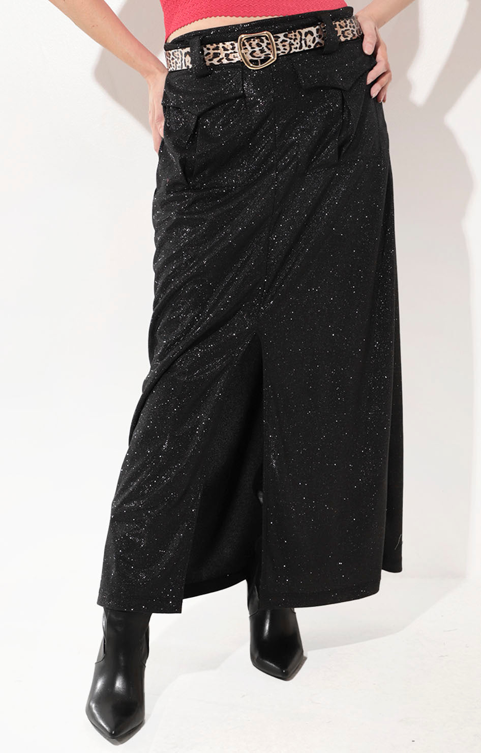 Falda negra con cinturon - FALDA Boutiquemirel 