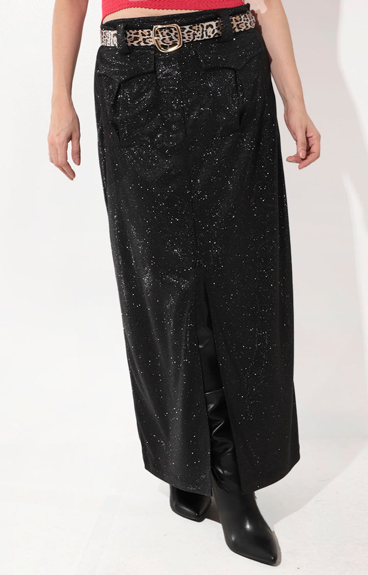 Falda negra con cinturon - FALDA Boutiquemirel 