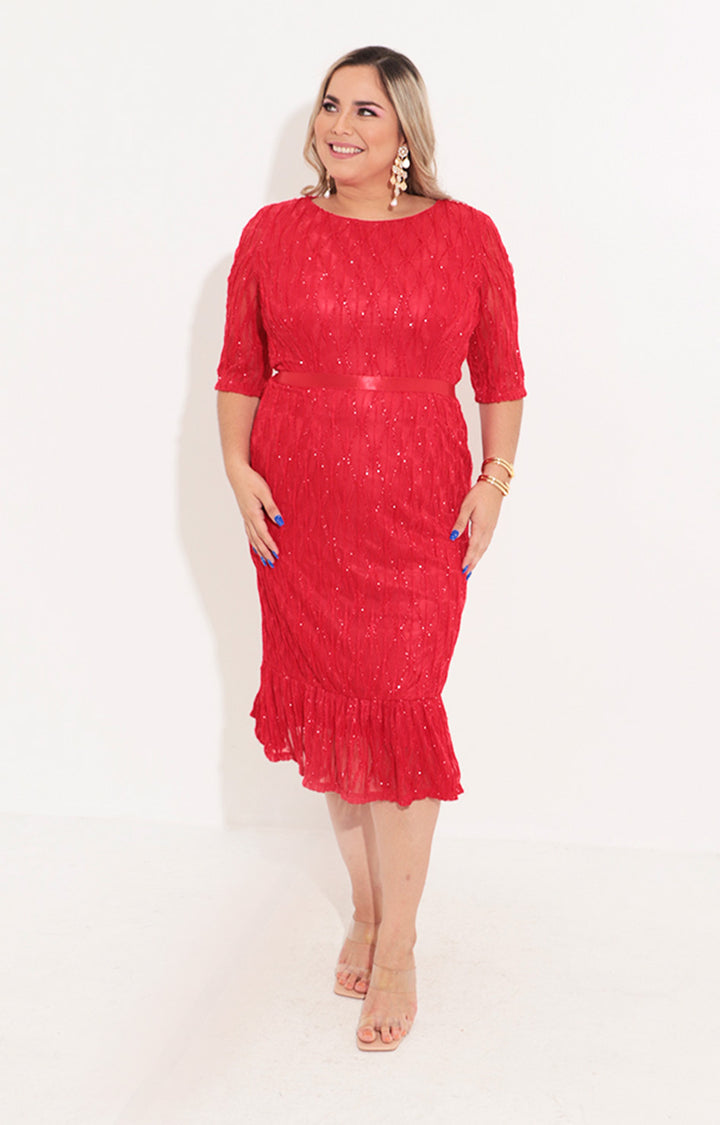 Vestido corto con encaje rojo - VESTIDO Boutiquemirel 