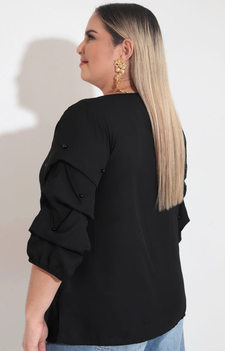Blusa negra con perlas - BLUSA XL Boutiquemirel 