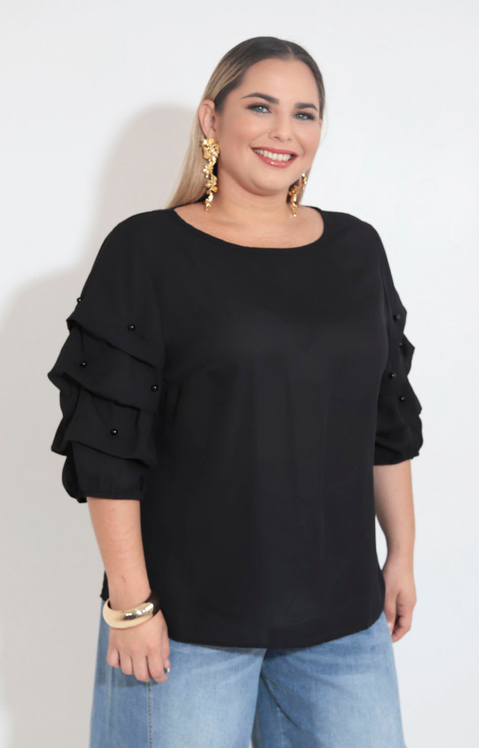 Blusa negra con perlas - BLUSA XL Boutiquemirel 