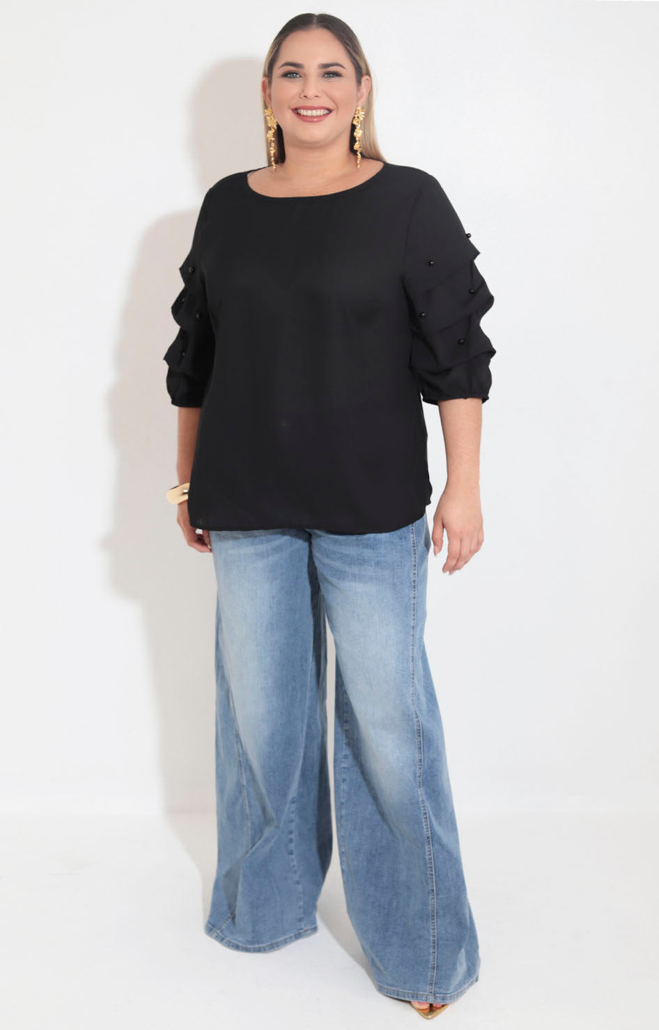 Blusa negra con perlas - BLUSA XL Boutiquemirel 