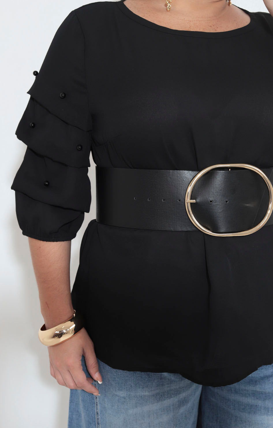 Blusa negra con perlas - BLUSA XL Boutiquemirel 