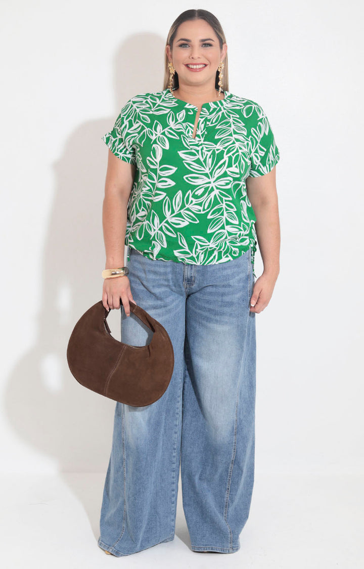 Blusa verde con hojas - BLUSA XL Boutiquemirel 