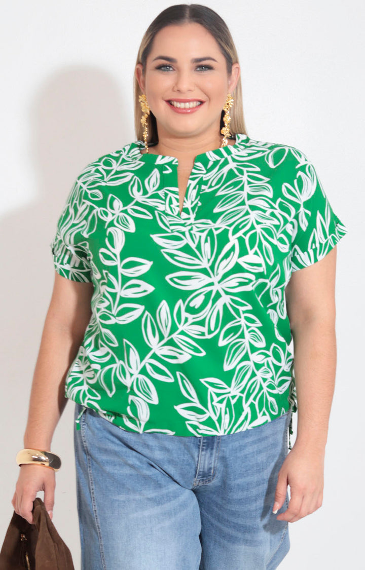 Blusa verde con hojas - BLUSA XL Boutiquemirel 