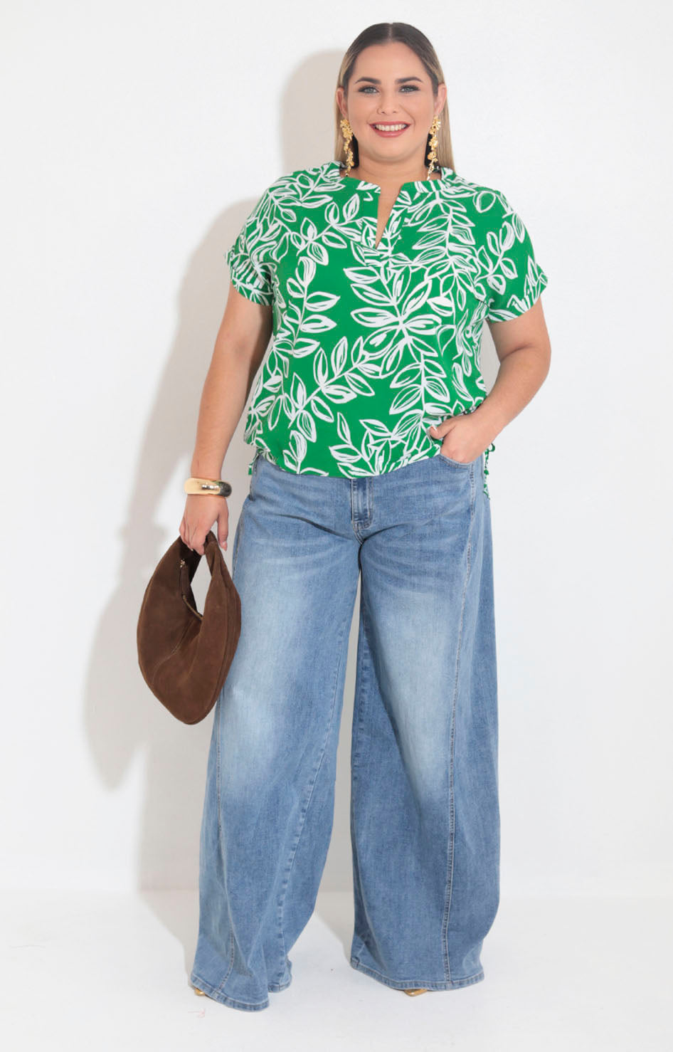 Blusa verde con hojas - BLUSA XL Boutiquemirel 