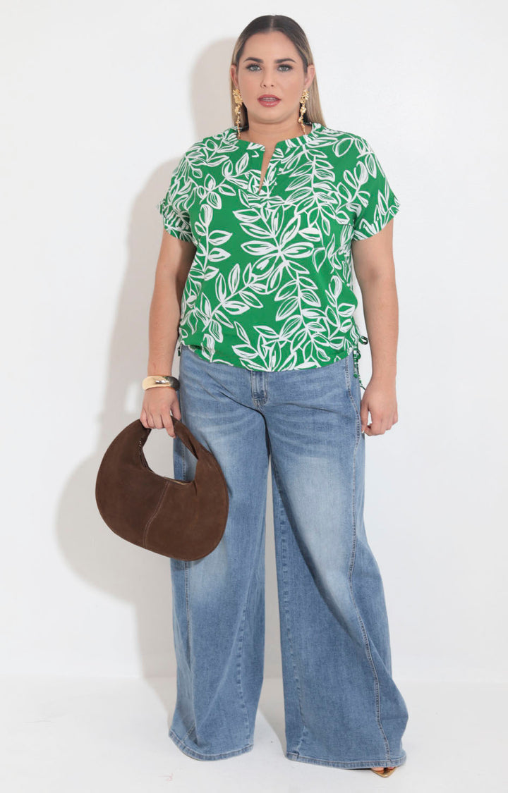 Blusa verde con hojas - BLUSA XL Boutiquemirel 