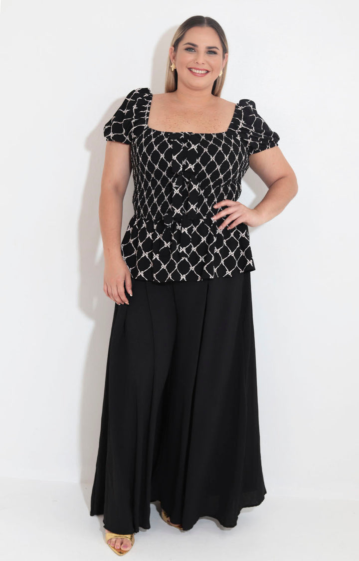 Blusa negra estampada - BLUSA XL Boutiquemirel 