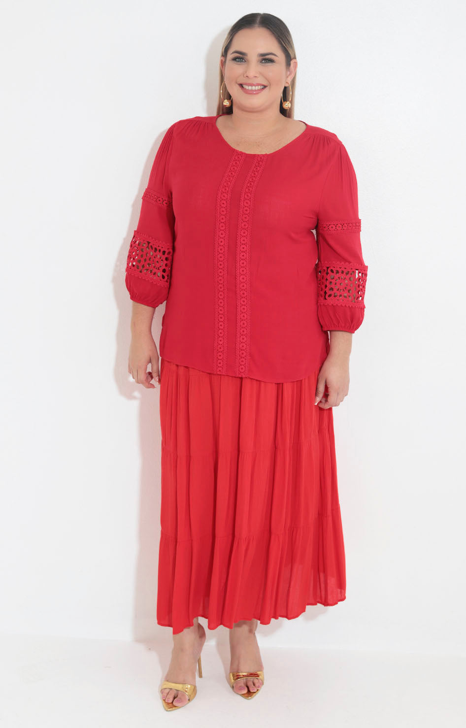 Blusa roja con encaje - BLUSA XL Boutiquemirel 