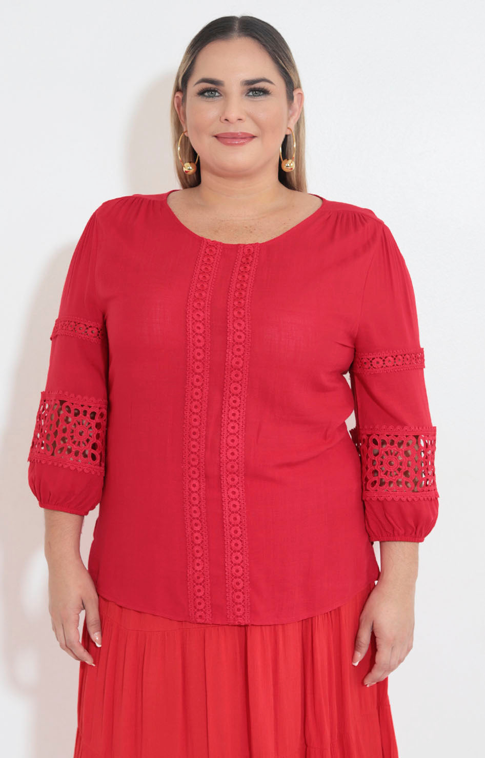 Blusa roja con encaje - BLUSA XL Boutiquemirel 