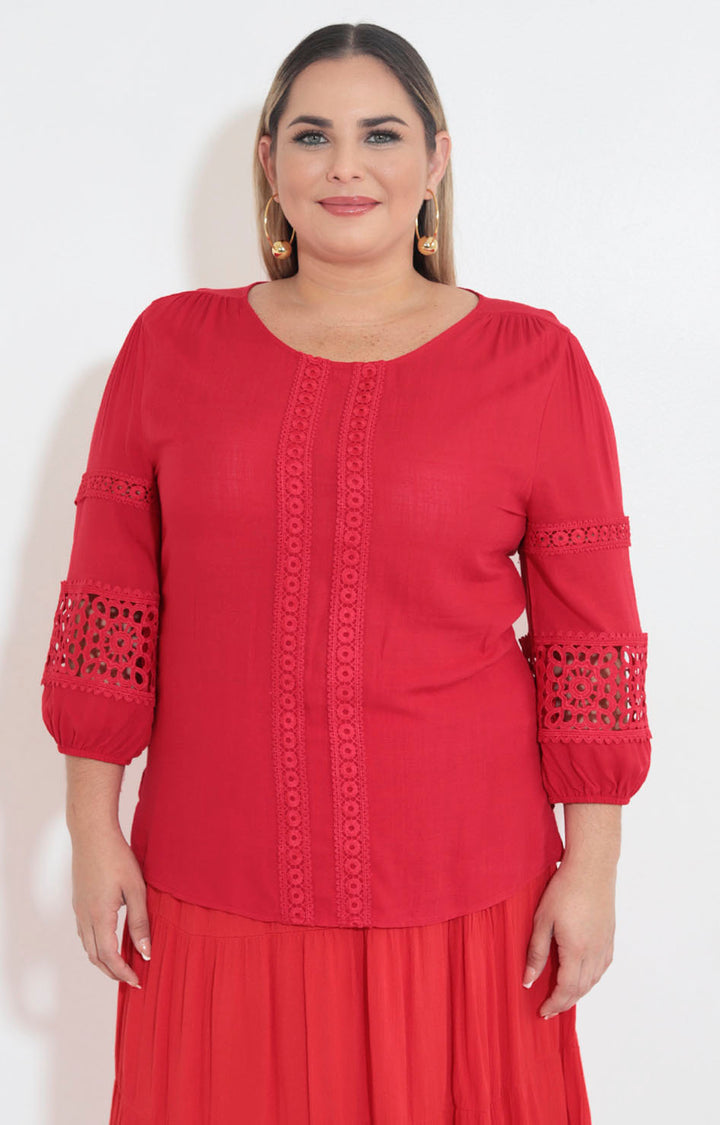 Blusa roja con encaje - BLUSA XL Boutiquemirel 