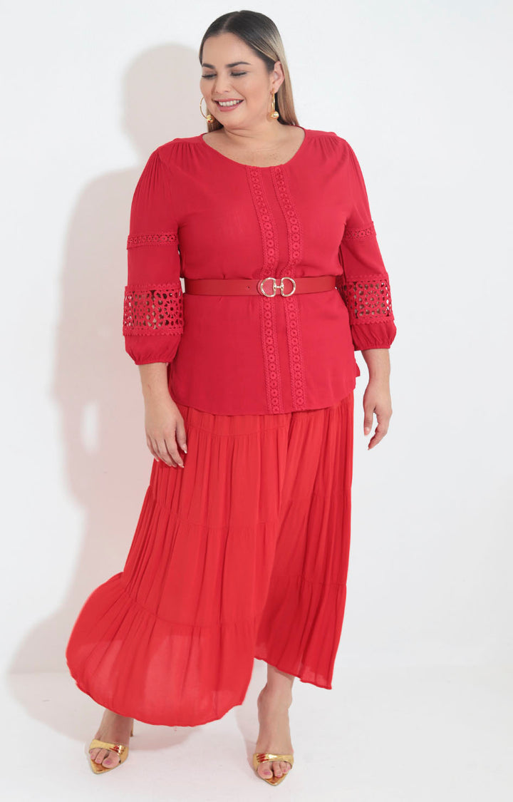Blusa roja con encaje - BLUSA XL Boutiquemirel 