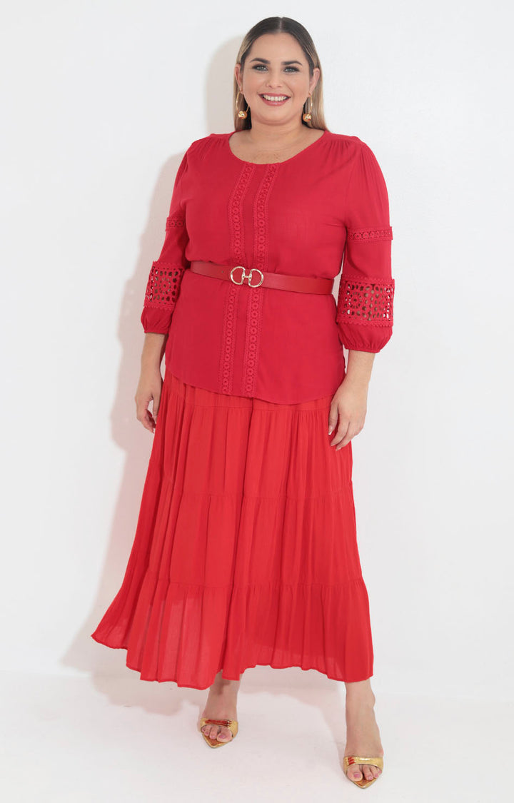 Blusa roja con encaje - BLUSA XL Boutiquemirel 