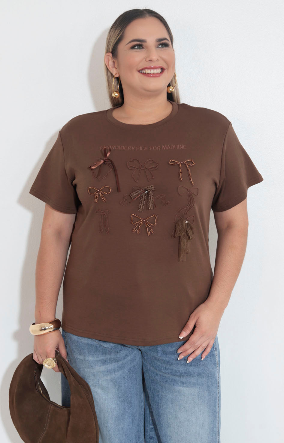 Blusa café con moños - BLUSA XL Boutiquemirel 