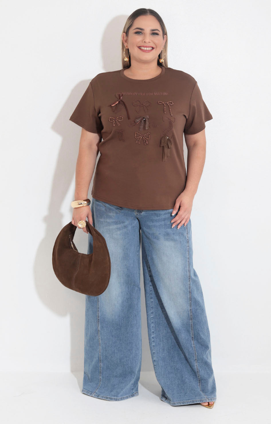 Blusa café con moños - BLUSA XL Boutiquemirel 