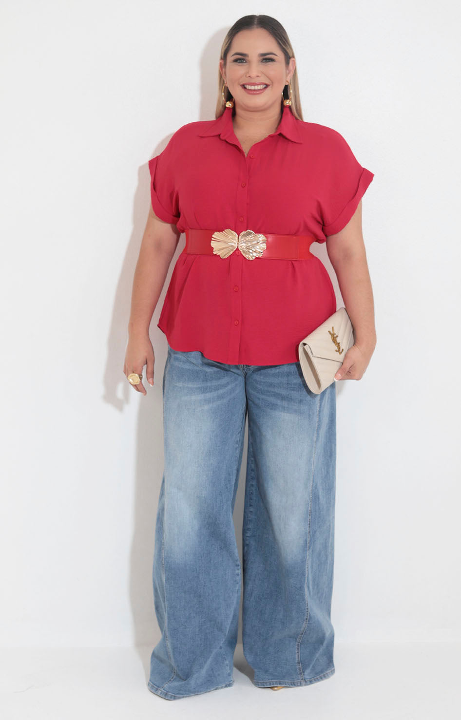 Blusa camisera roja - BLUSA XL Boutiquemirel 