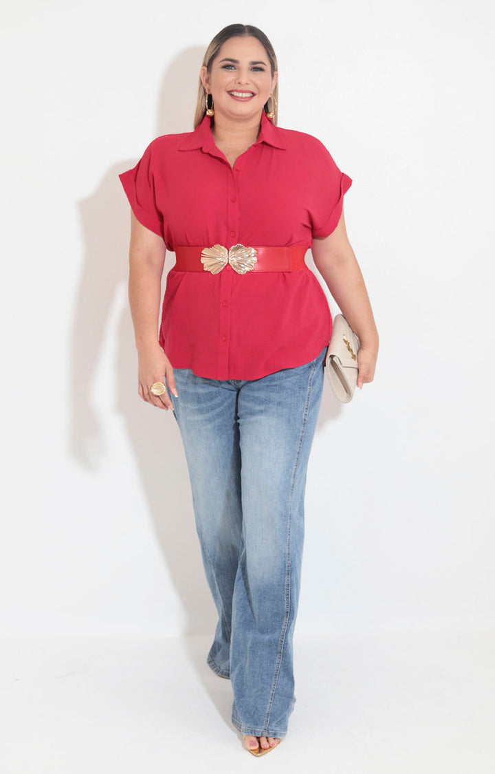 Blusa camisera roja - BLUSA XL Boutiquemirel 