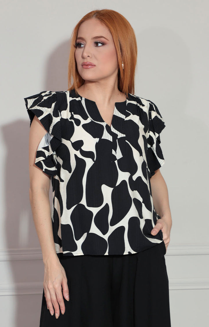 Blusa negra estampada - BLUSA Boutiquemirel 